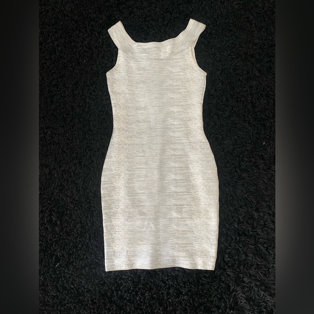 White metallic HERVE LEGER dress